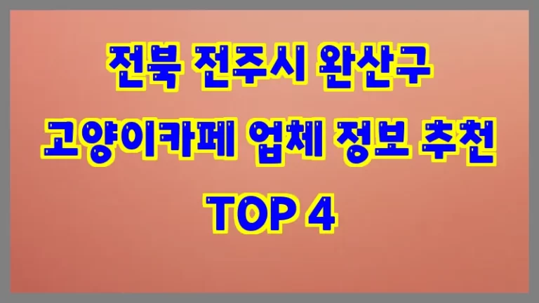 전북 전주시 완산구 고양이카페 업체 정보 추천 TOP 4