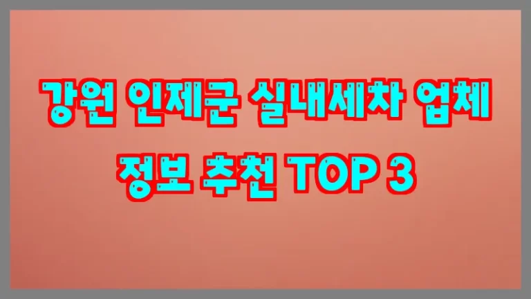 강원 인제군 실내세차 업체 정보 추천 TOP 3