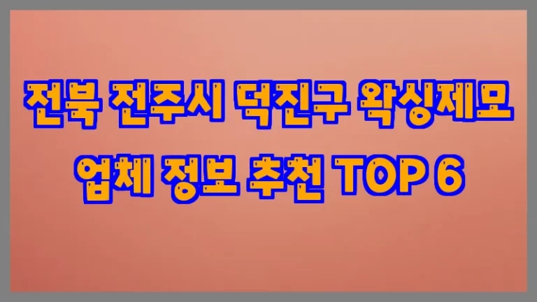 전북 전주시 덕진구 왁싱제모 업체 정보 추천 TOP 6