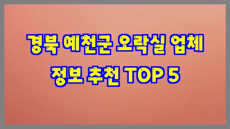 경북 예천군 오락실 업체 정보 추천 TOP 5