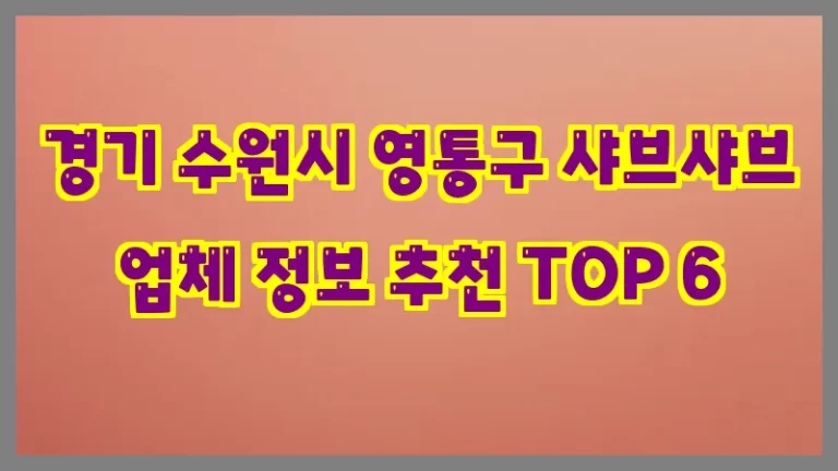 경기 수원시 영통구 샤브샤브 업체 정보 추천 TOP 6