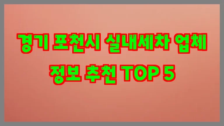 경기 포천시 실내세차 업체 정보 추천 TOP 5