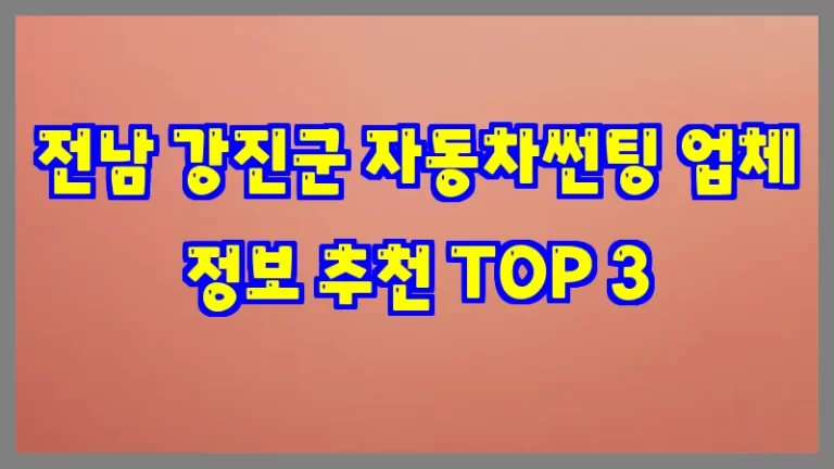 전남 강진군 자동차썬팅 업체 정보 추천 TOP 3