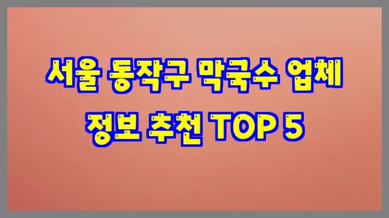 서울 동작구 막국수 업체 정보 추천 TOP 5