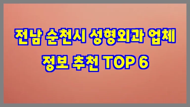 전남 순천시 성형외과 업체 정보 추천 TOP 6