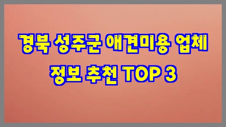 경북 성주군 애견미용 업체 정보 추천 TOP 3