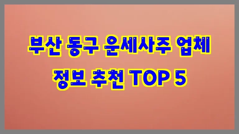 부산 동구 운세사주 업체 정보 추천 TOP 5