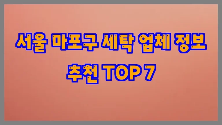 서울 마포구 세탁 업체 정보 추천 TOP 7