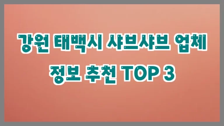 강원 태백시 샤브샤브 업체 정보 추천 TOP 3