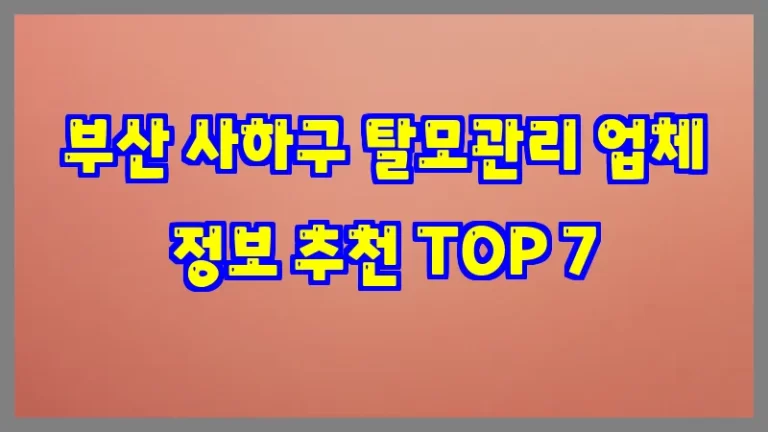부산 사하구 탈모관리 업체 정보 추천 TOP 7