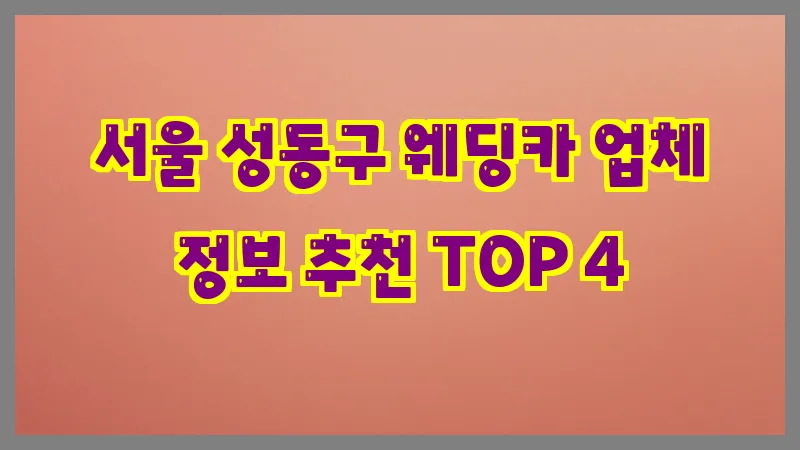 서울 성동구 웨딩카 업체 정보 추천 TOP 4