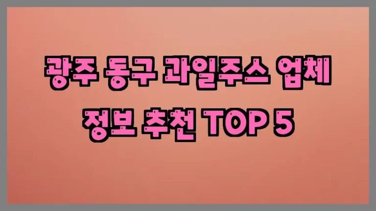 광주 동구 과일주스 업체 정보 추천 TOP 5