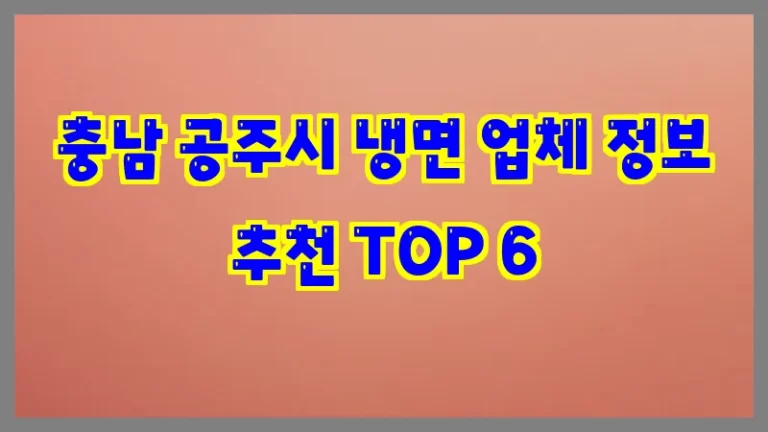 충남 공주시 냉면 업체 정보 추천 TOP 6