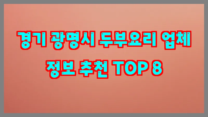 경기 광명시 두부요리