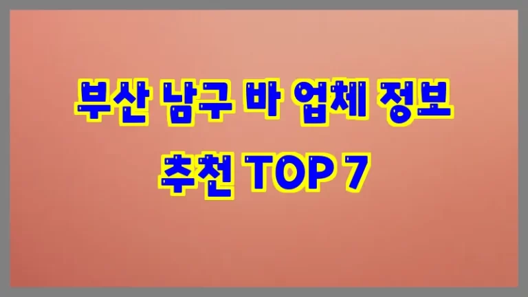 부산 남구 바 업체 정보 추천 TOP 7