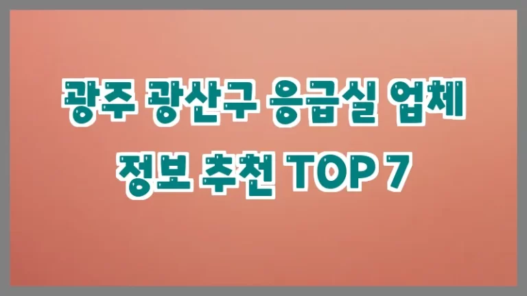 광주 광산구 응급실 업체 정보 추천 TOP 7