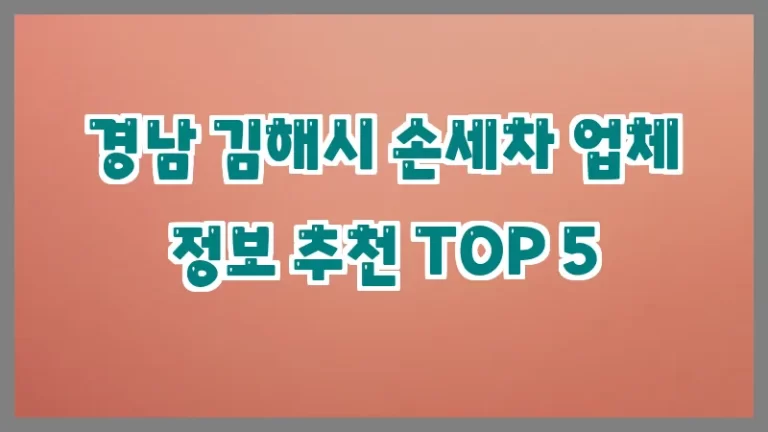 경남 김해시 손세차 업체 정보 추천 TOP 5