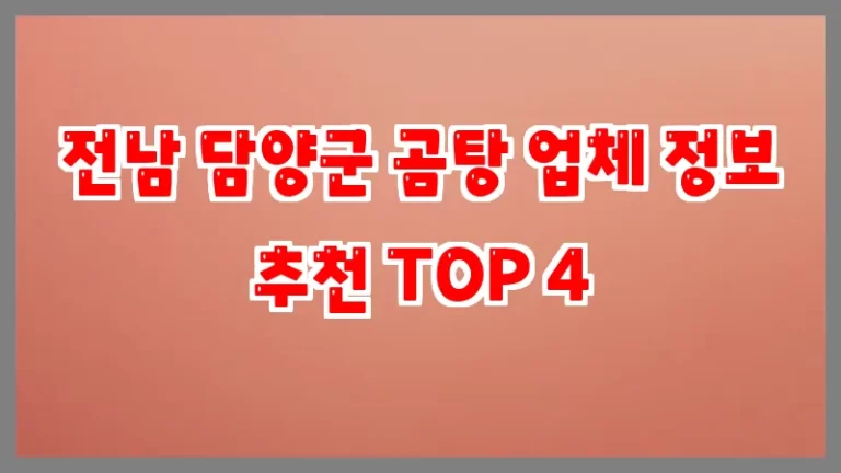 전남 담양군 곰탕 업체 정보 추천 TOP 4