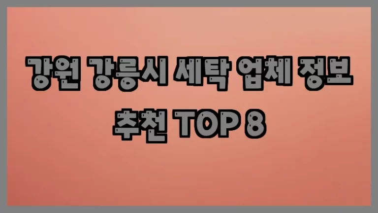 강원 강릉시 세탁 업체 정보 추천 TOP 8
