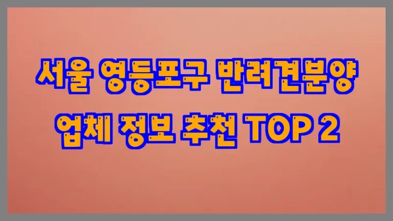 서울 영등포구 반려견분양 업체 정보 추천 TOP 2