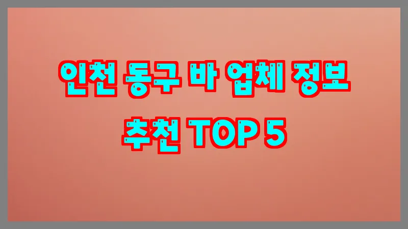 인천 동구 바 업체 정보 추천 TOP 5