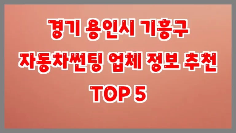 경기 용인시 기흥구 자동차썬팅 업체 정보 추천 TOP 5