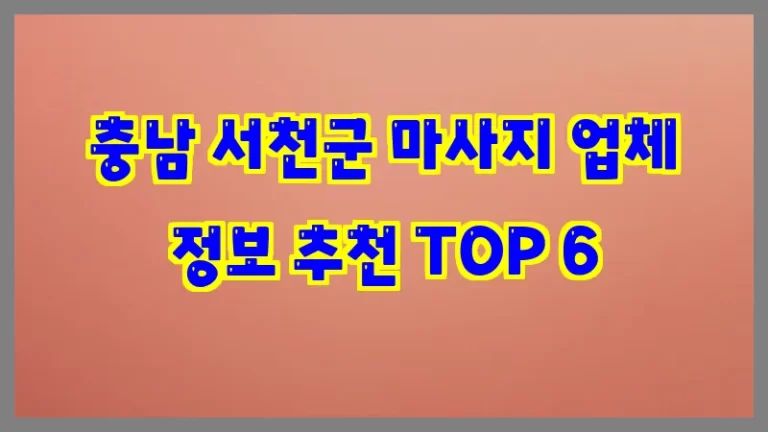 충남 서천군 마사지 업체 정보 추천 TOP 6