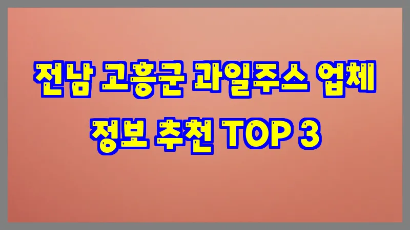 전남 고흥군 과일주스