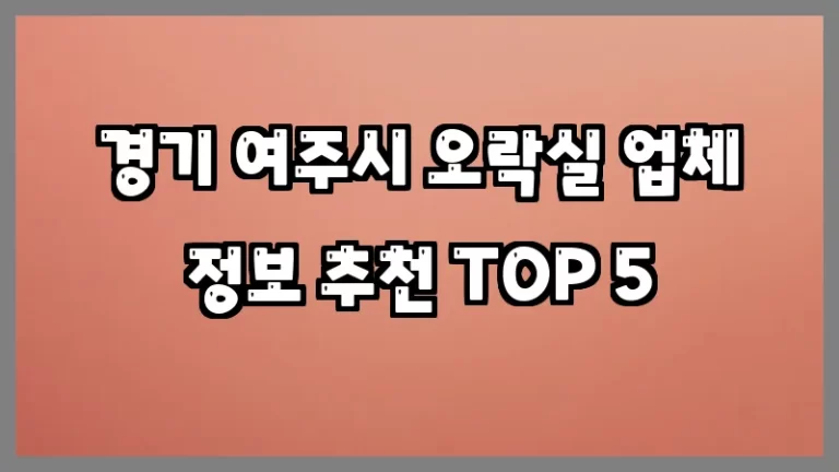 경기 여주시 오락실 업체 정보 추천 TOP 5