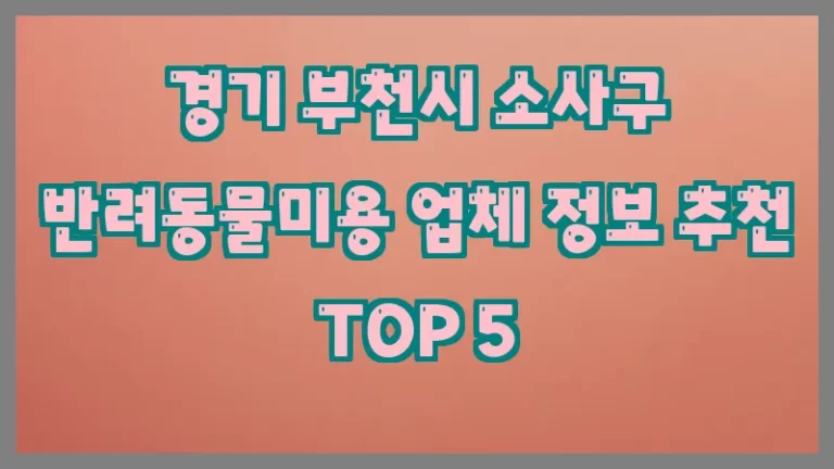 경기 부천시 소사구 반려동물미용 업체 정보 추천 TOP 5