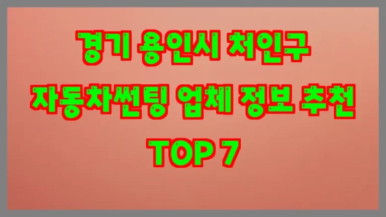 경기 용인시 처인구 자동차썬팅 업체 정보 추천 TOP 7