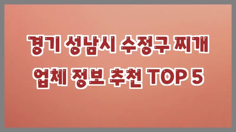 경기 성남시 수정구 찌개 업체 정보 추천 TOP 5