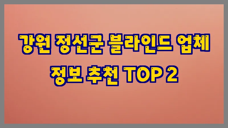 강원 정선군 블라인드 업체 정보 추천 TOP 2