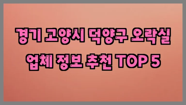 경기 고양시 덕양구 오락실 업체 정보 추천 TOP 5