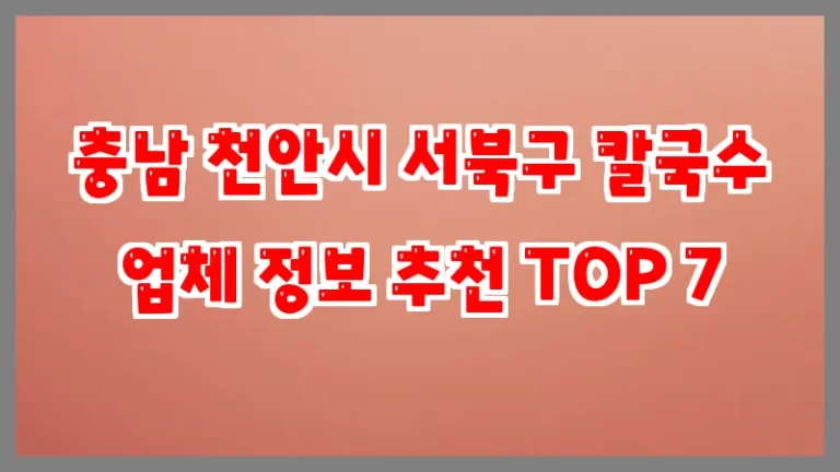 충남 천안시 서북구 칼국수 업체 정보 추천 TOP 7