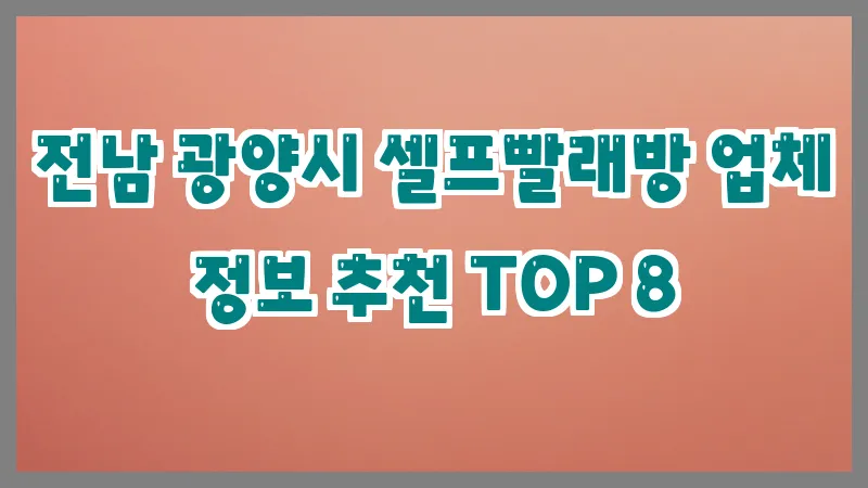 전남 광양시 셀프빨래방