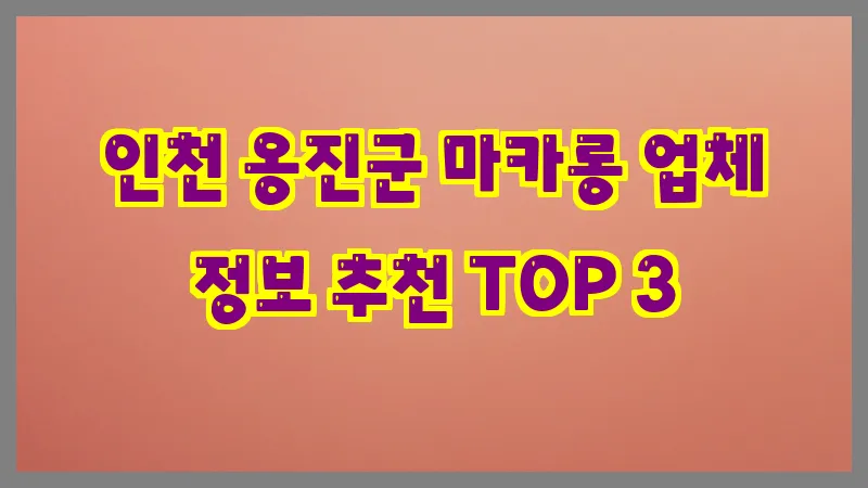 인천 옹진군 마카롱 업체 정보 추천 TOP 3