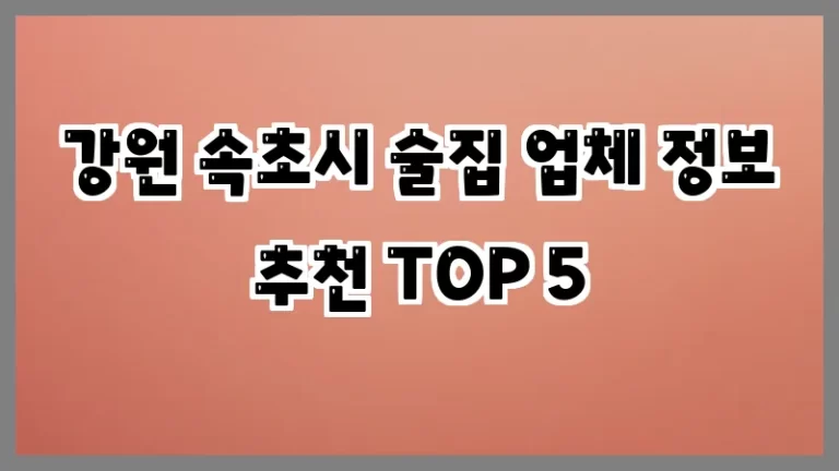 강원 속초시 술집 업체 정보 추천 TOP 5