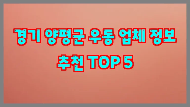 경기 양평군 우동 업체 정보 추천 TOP 5