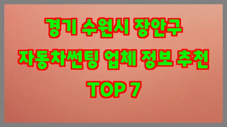 경기 수원시 장안구 자동차썬팅 업체 정보 추천 TOP 7