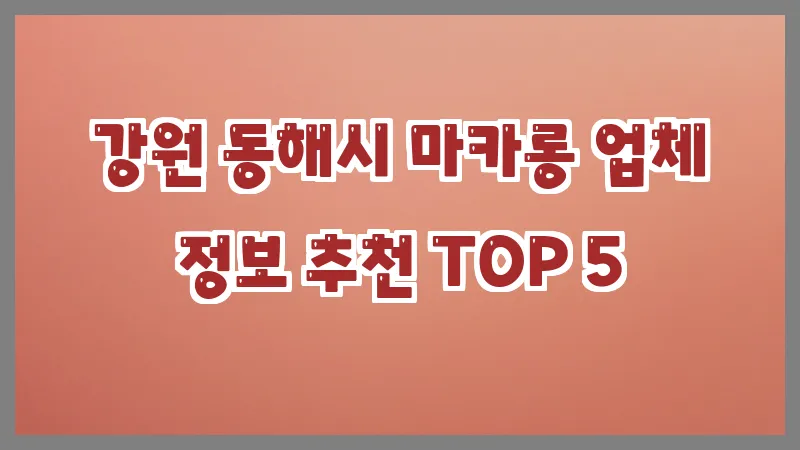 강원 동해시 마카롱 업체 정보 추천 TOP 5