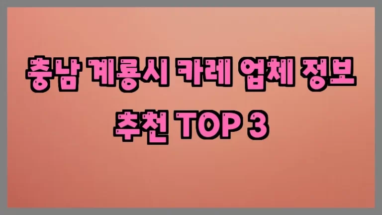 충남 계룡시 카레 업체 정보 추천 TOP 3