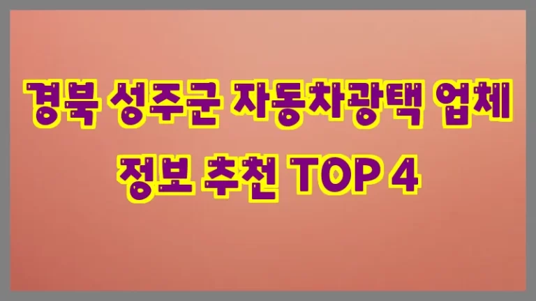 경북 성주군 자동차광택 업체 정보 추천 TOP 4