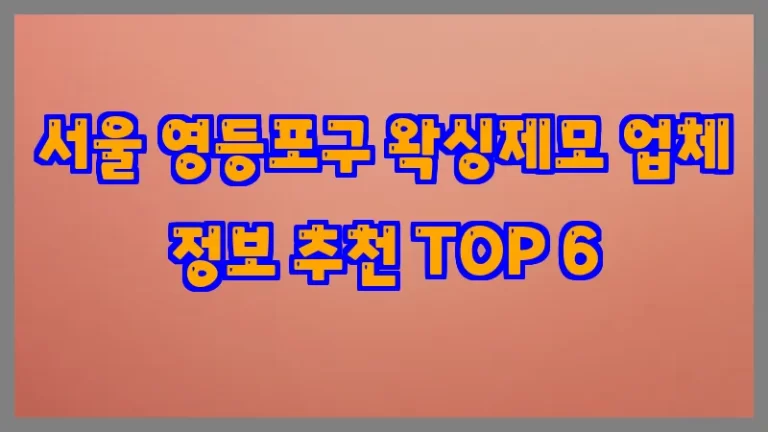 서울 영등포구 왁싱제모 업체 정보 추천 TOP 6