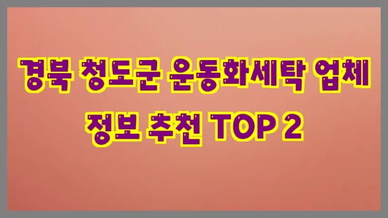 경북 청도군 운동화세탁 업체 정보 추천 TOP 2