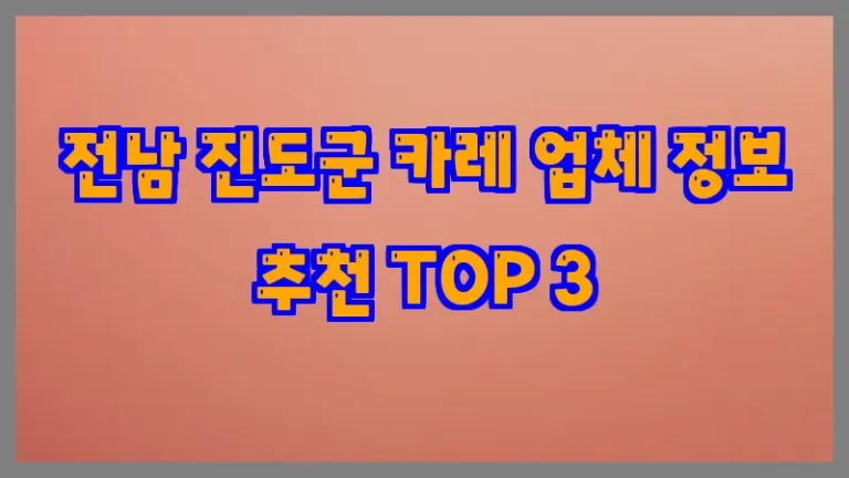 전남 진도군 카레 업체 정보 추천 TOP 3
