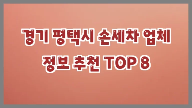 경기 평택시 손세차 업체 정보 추천 TOP 8