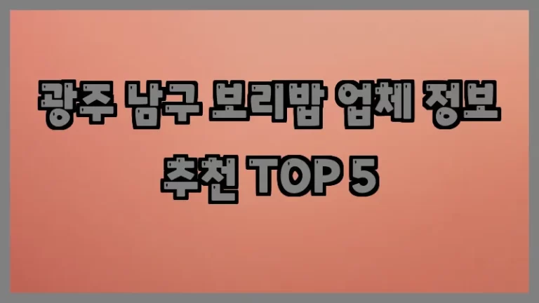 광주 남구 보리밥 업체 정보 추천 TOP 5