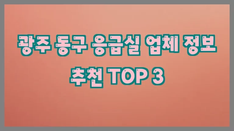 광주 동구 응급실 업체 정보 추천 TOP 3