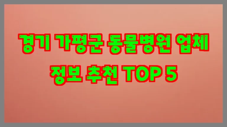 경기 가평군 동물병원 업체 정보 추천 TOP 5